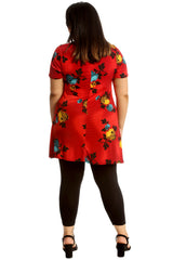 Wide Floral Print Swing Top