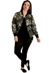 Floral Abstract Print Bomber Jacket