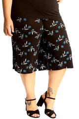 6139 Floral Leaf Print Culottes