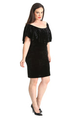 2210 Velvet Frill Top Midi Dress