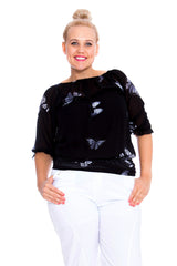 1307 Chiffon Butterfly Batwing Top