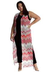 3222 Wave Print Open Front Cardigan