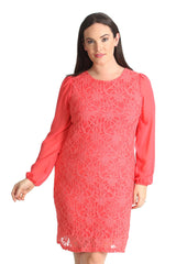 2208 Chiffon Sleeve Lace Dress