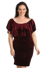 2210 Velvet Frill Top Midi Dress