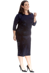 2212 Polka Dot Foil Midi Dress