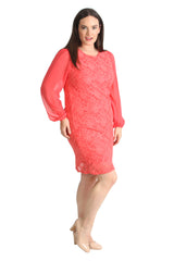 2208 Chiffon Sleeve Lace Dress
