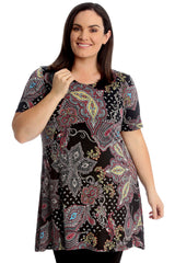 1727 Paisley Floral Print Swing Top