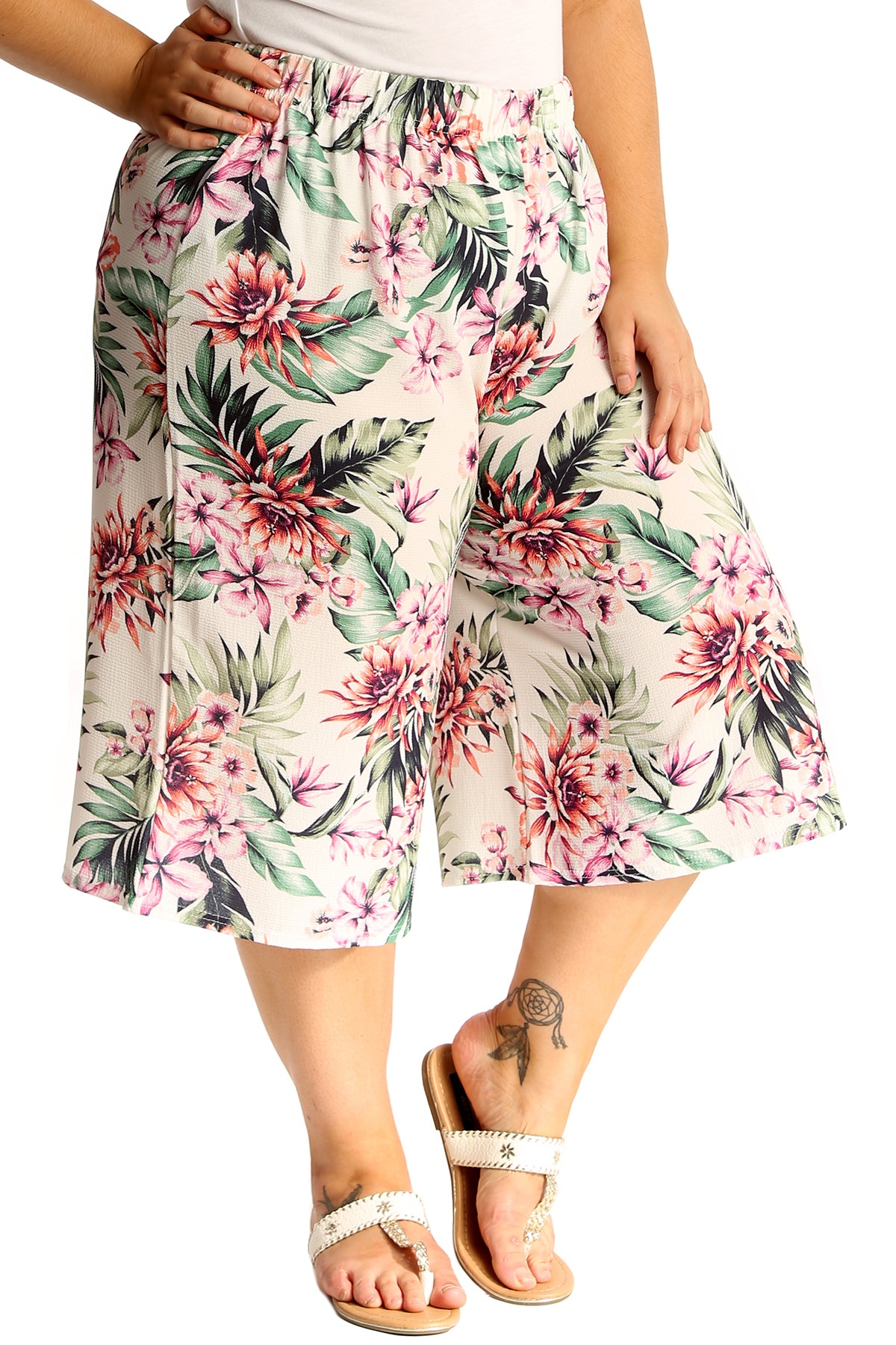 6127 Floral Print Crepe Culottes