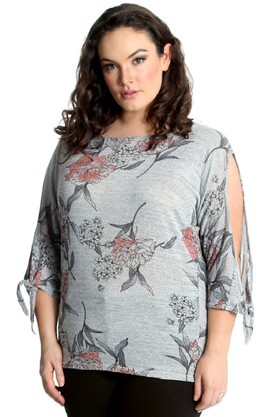 1180 Floral Print Cold Sleeve Top