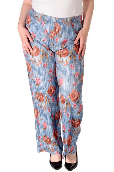 Bold Floral Print Pleated Trousers