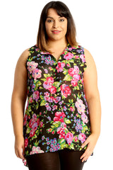 1683 Bold Butterfly Print Chiffon Shirt