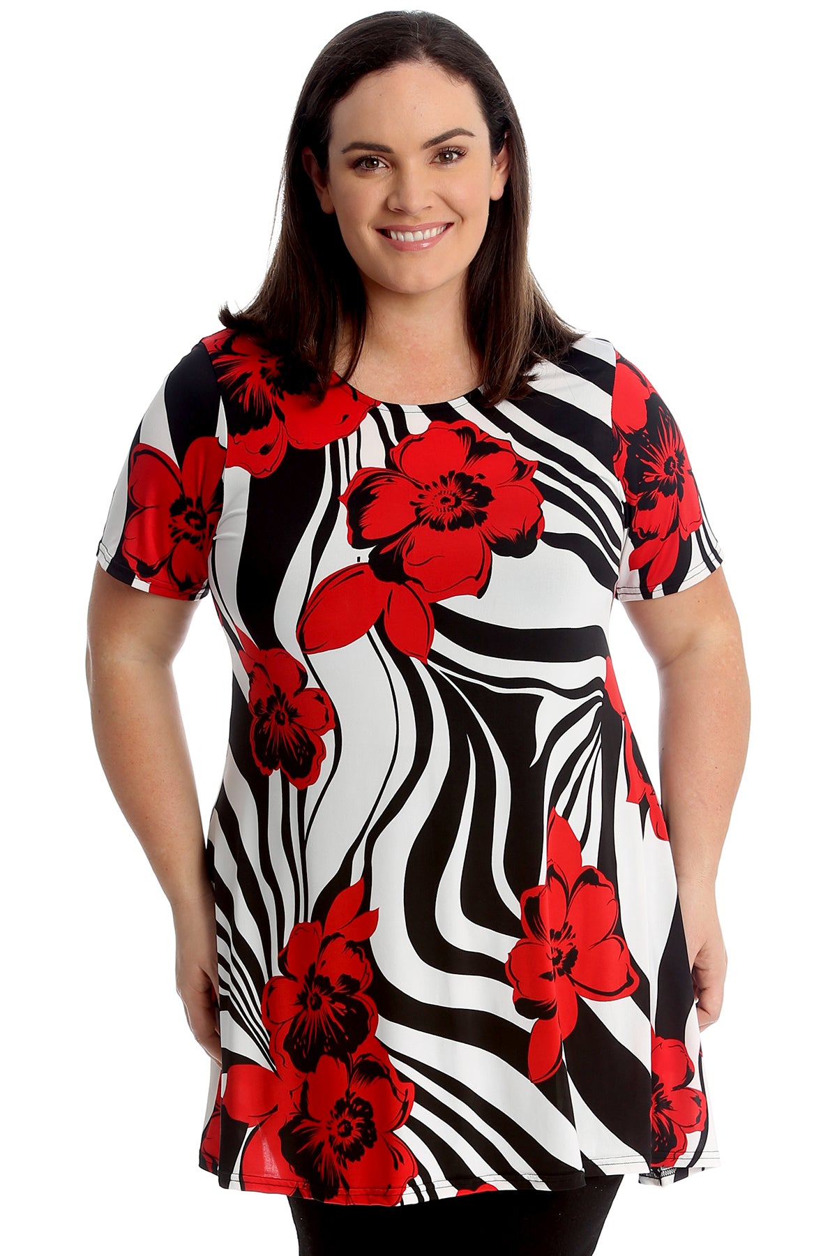 1729 Floral Print Swing Top