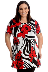 1729 Floral Print Swing Top