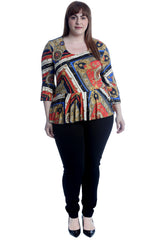 1655 Chains & Key Print Peplum Top