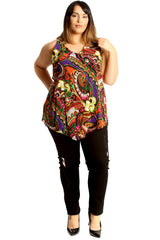 1688 Multi Paisley Print Hanky Top