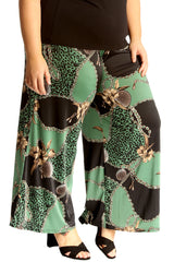 6119 Animal Floral Print Palazzo Trouser