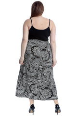 5040 Bold Paisley Print Mid Calf Skirt