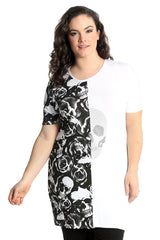 1555 Twin Skull Stud & Roses Top