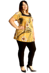 1717 Floral Branch Print Smock Top