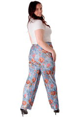 Bold Floral Print Pleated Trousers