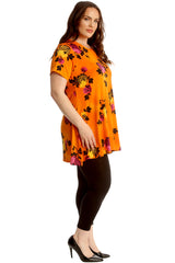 Wide Floral Print Swing Top