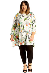 1671 Jungle Leaf Print Swing Top