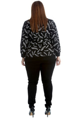 3247 Feather Print Bomber Jacket