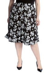 5052 Monochrome Floral Print Skirt