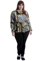 1540 Abstract Print Front Tie Top