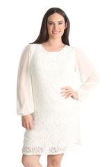 2208 Chiffon Sleeve Lace Dress