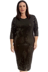 2212 Polka Dot Foil Midi Dress
