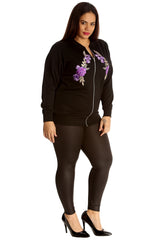 3212 Embroidered Twin Floral Patch Bomber Jacket