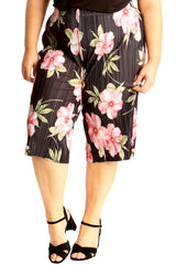 6132 Floral Print Crinkle Culottes