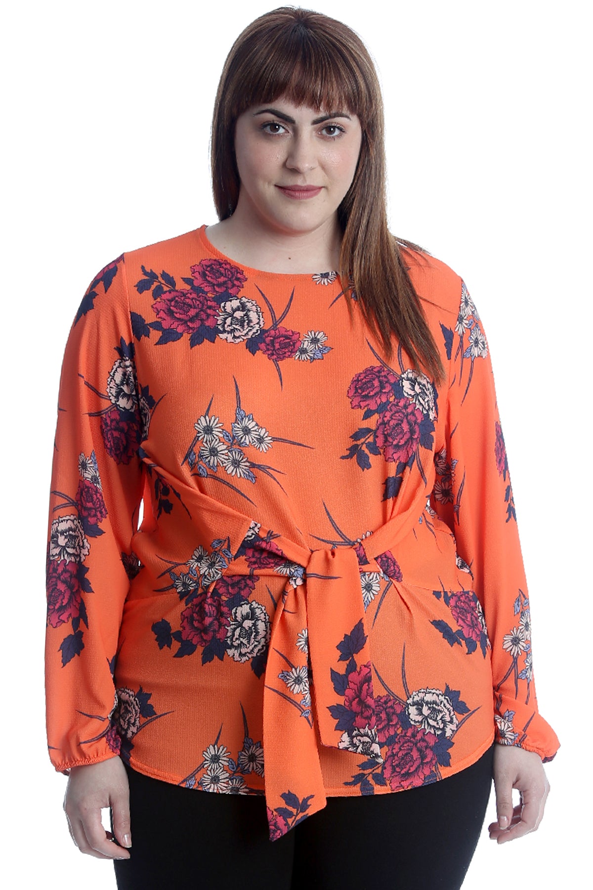 1541 Floral Print Front Tie Top