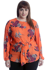 1541 Floral Print Front Tie Top