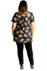 1719 Artsy Floral Print Smock Top
