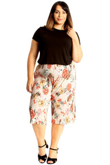 6145 Floral Print Crinkle Culottes