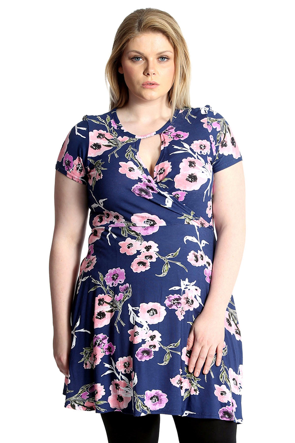 2231 Floral Print Crossover Dress