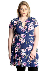 2231 Floral Print Crossover Dress