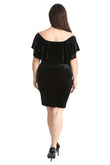 2210 Velvet Frill Top Midi Dress