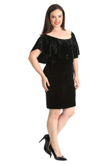 2210 Velvet Frill Top Midi Dress