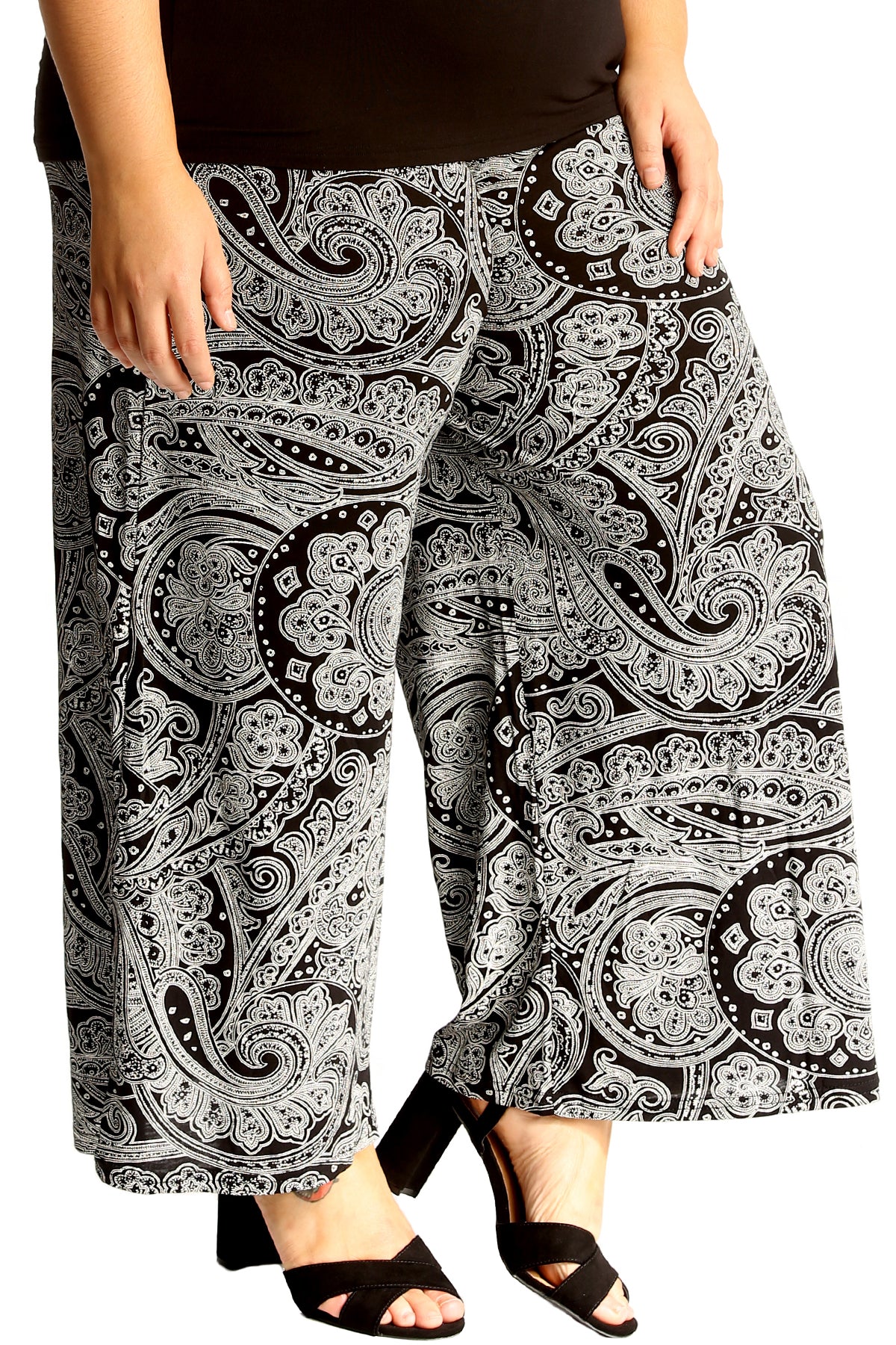 6117 Bold Paisley Print Palazzo Trouser