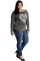 1578 Love Heat Print Batwing Top