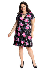 2223 Rose Print Crossover Dress