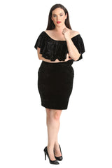 2210 Velvet Frill Top Midi Dress