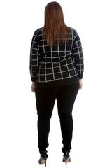 3248 Check Box Print Bomber Jacket