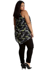 1616 Chiffon Butterfly Hanky Hem Top