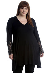 2261 Lace Sleeve V Neck Tunic Dress