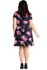 2223 Rose Print Crossover Dress