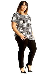 1714 Floral Monochrome Print Smock Top